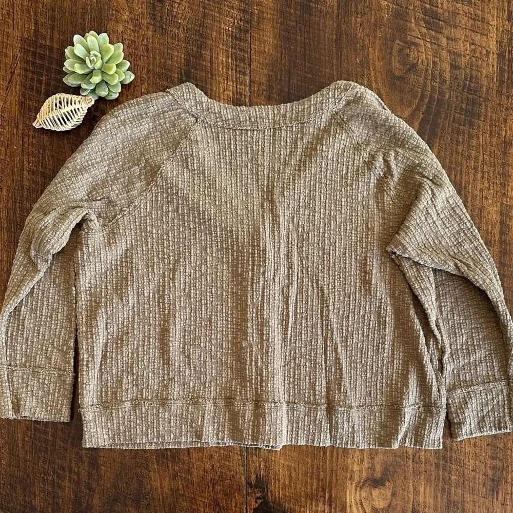 Two by Vince Camuto | Brown Textured Cotton Blend V-Neck Cardigan, Size XXL